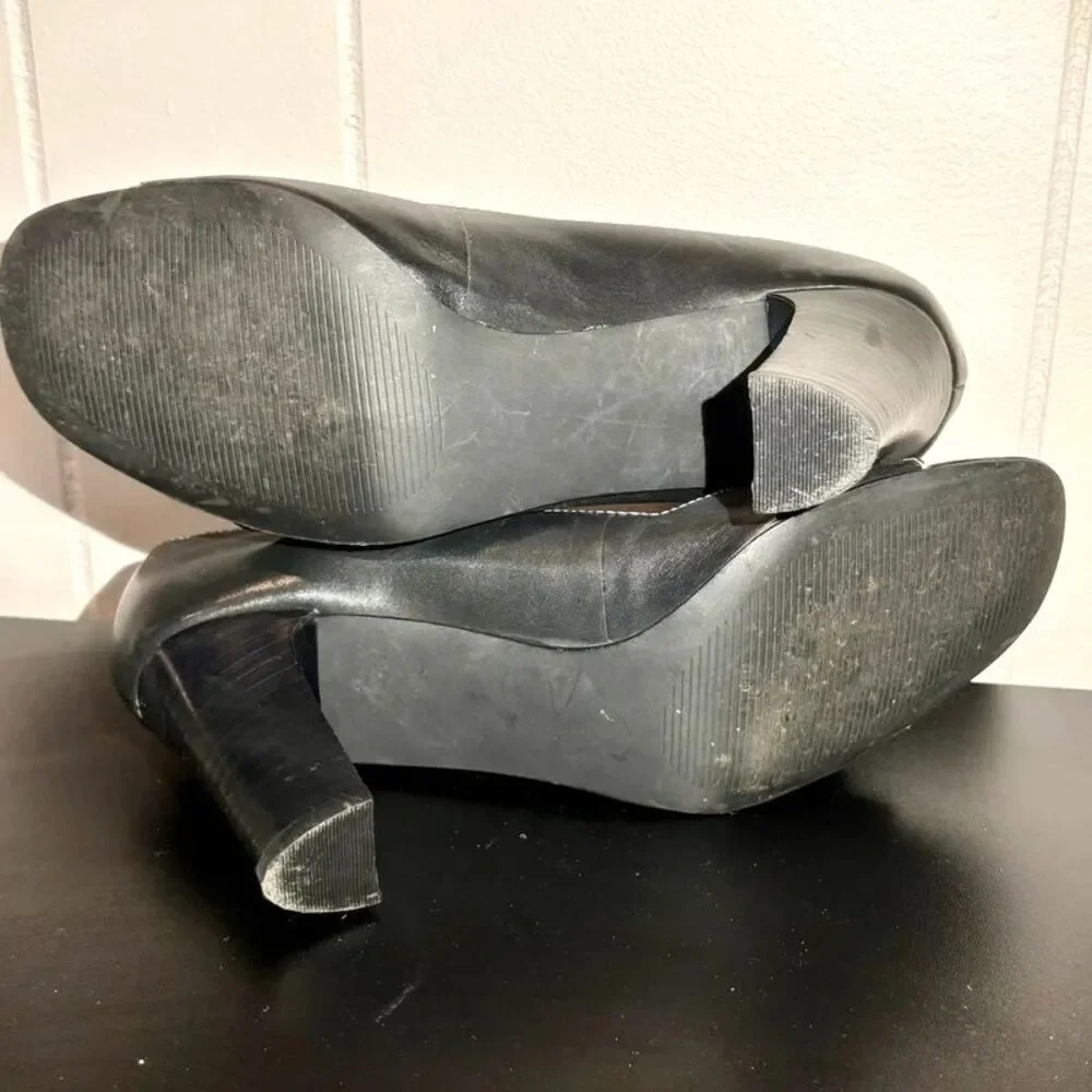 Vintage Victoria Spenser Black Leather Peep Toe 3